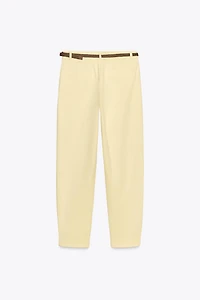 BRAIDED BELTED CHINO PANTS