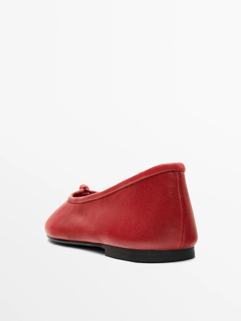 Ballerines en cuir avec nœud
