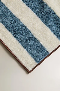 COTTON BATH TOWEL WITH STRIPES AND TOPSTITCHING