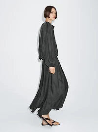 Cotton blend knit flared midi skirt