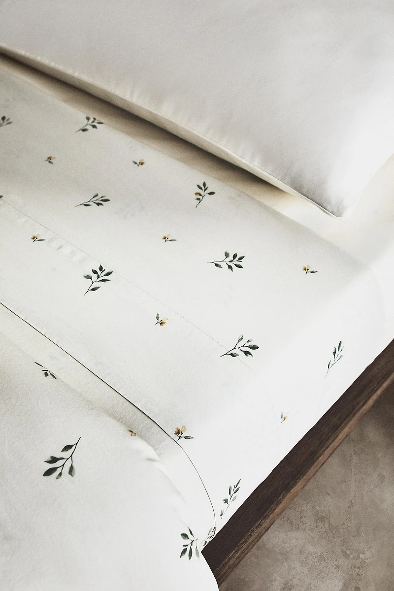 DRAP DE DESSUS IMPRIMÉ FEUILLES