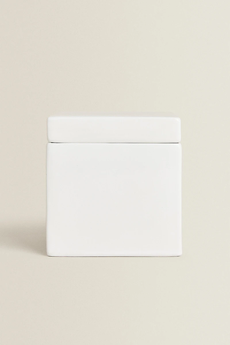 WHITE EARTHENWARE BATHROOM STORAGE JAR
