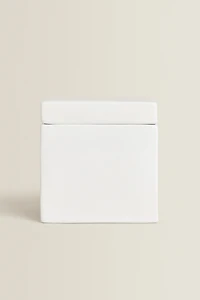 WHITE EARTHENWARE BATHROOM STORAGE JAR