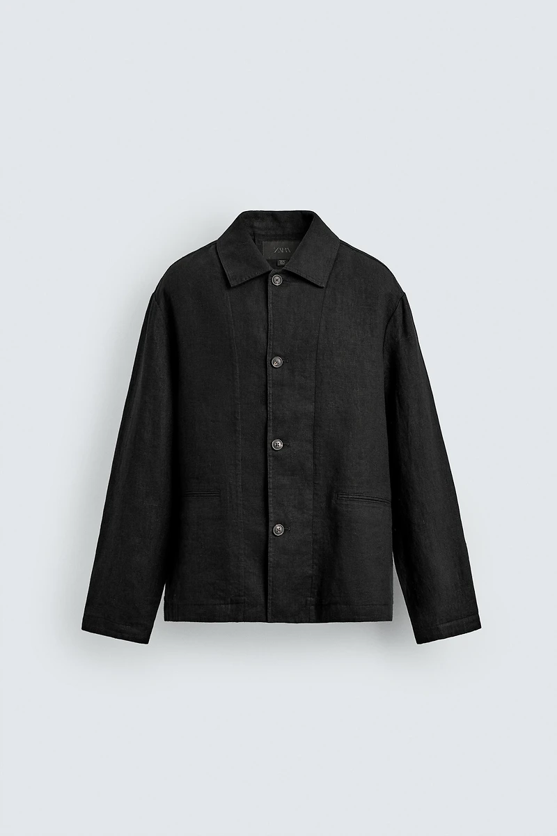 REGULAR FIT 100% LINEN OVERSHIRT