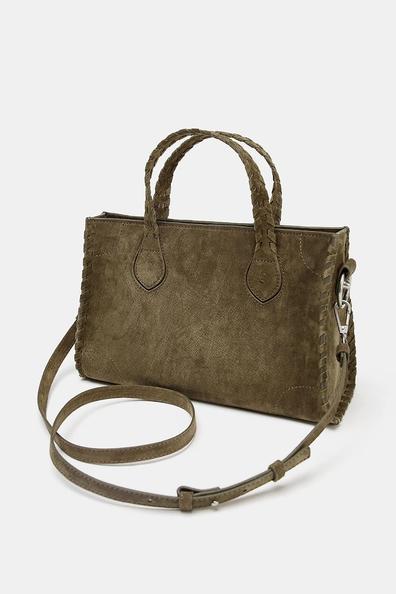 SAC CITYBAG TRESSÉ EN CUIR DAIM