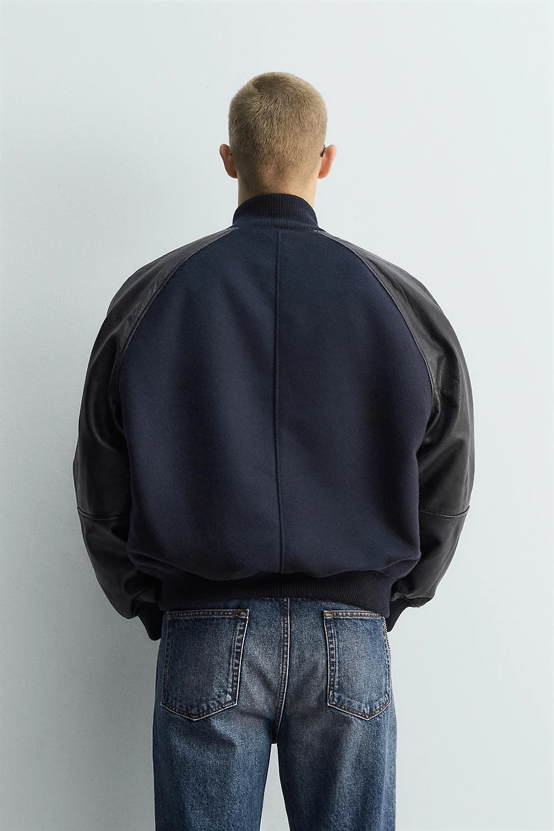 LEATHER COMBINATION BOMBER JACKET LIMITED EDITION