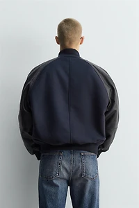 LEATHER COMBINATION BOMBER JACKET LIMITED EDITION