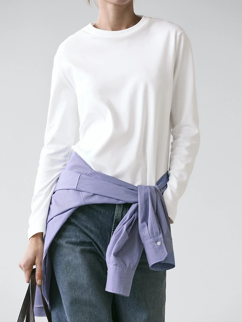 T-shirt à manches longues 100 % coton interlock