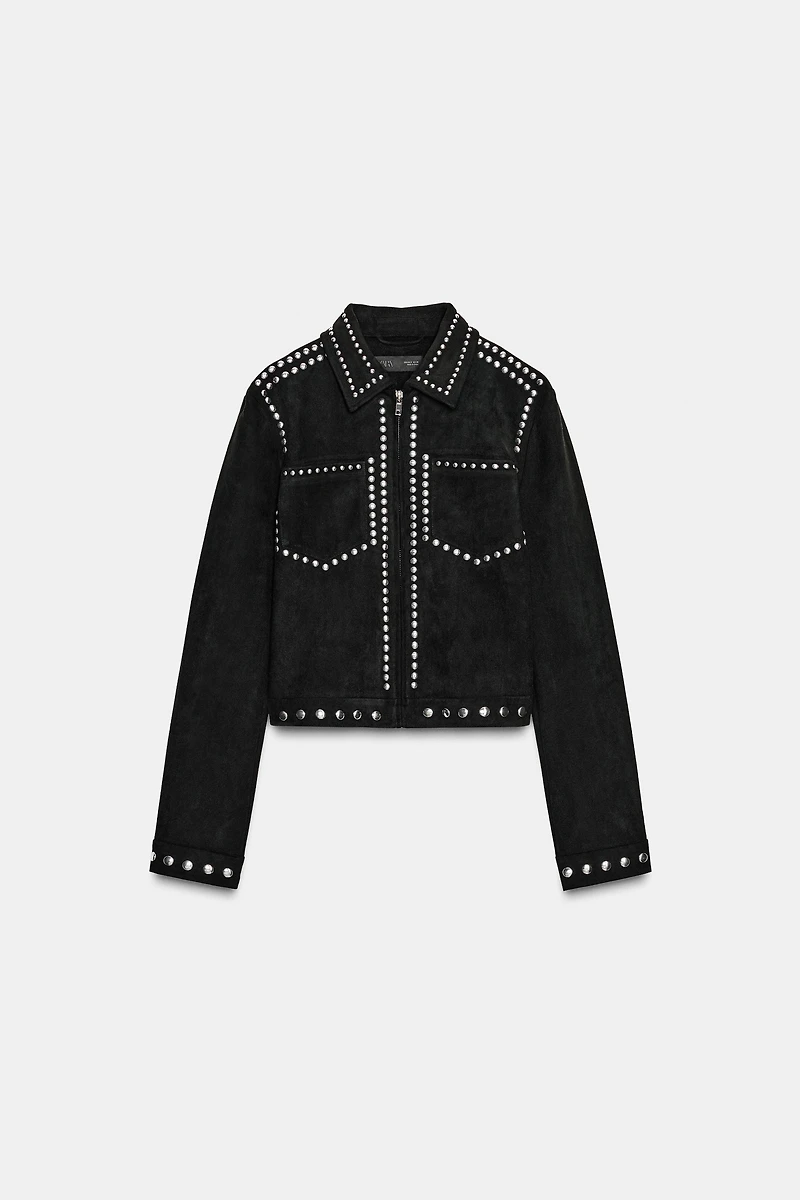 FAUX SUEDE STUDDED JACKET