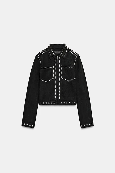 FAUX SUEDE STUDDED JACKET