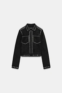 FAUX SUEDE STUDDED JACKET