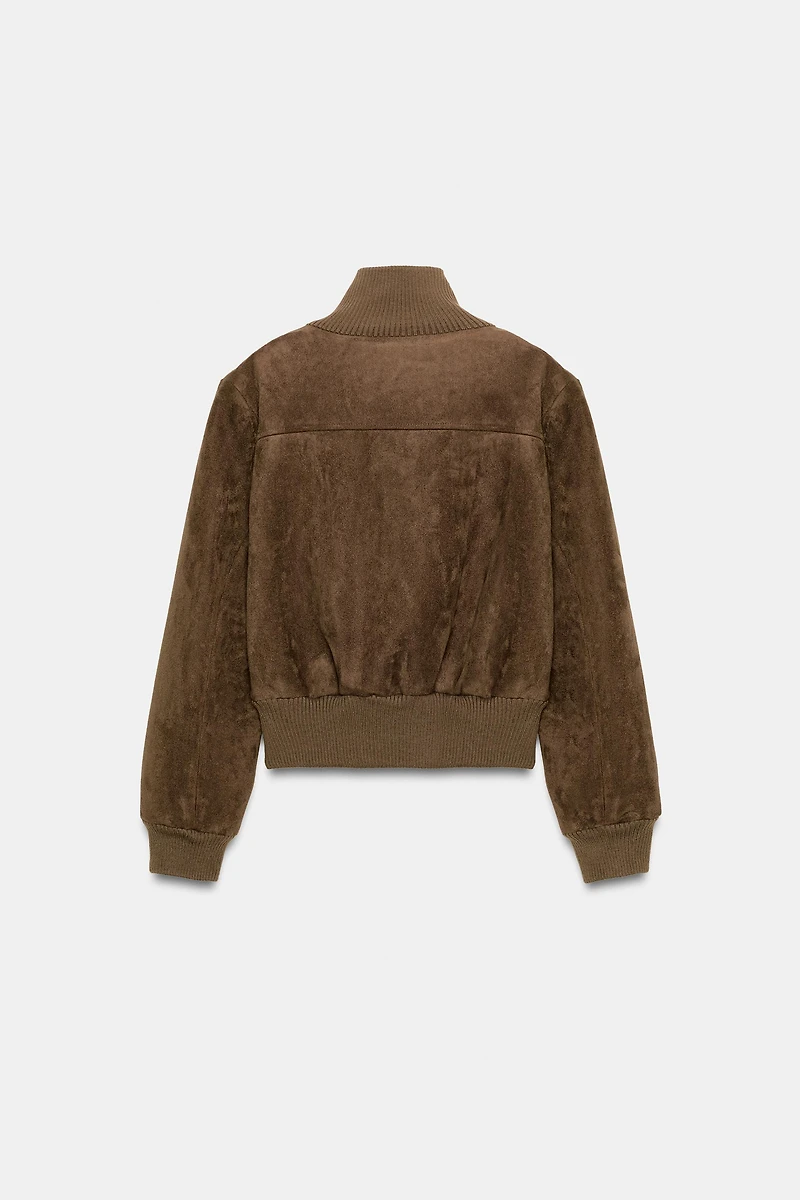 RIB HIGH COLLAR BOMBER JACKET