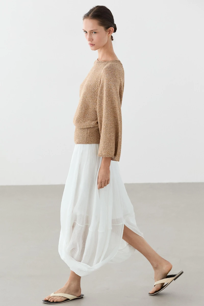 Cotton blend heathered knit sweater
