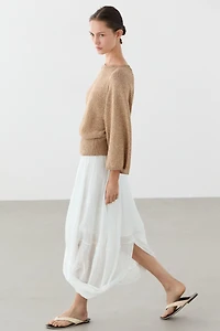 Cotton blend heathered knit sweater