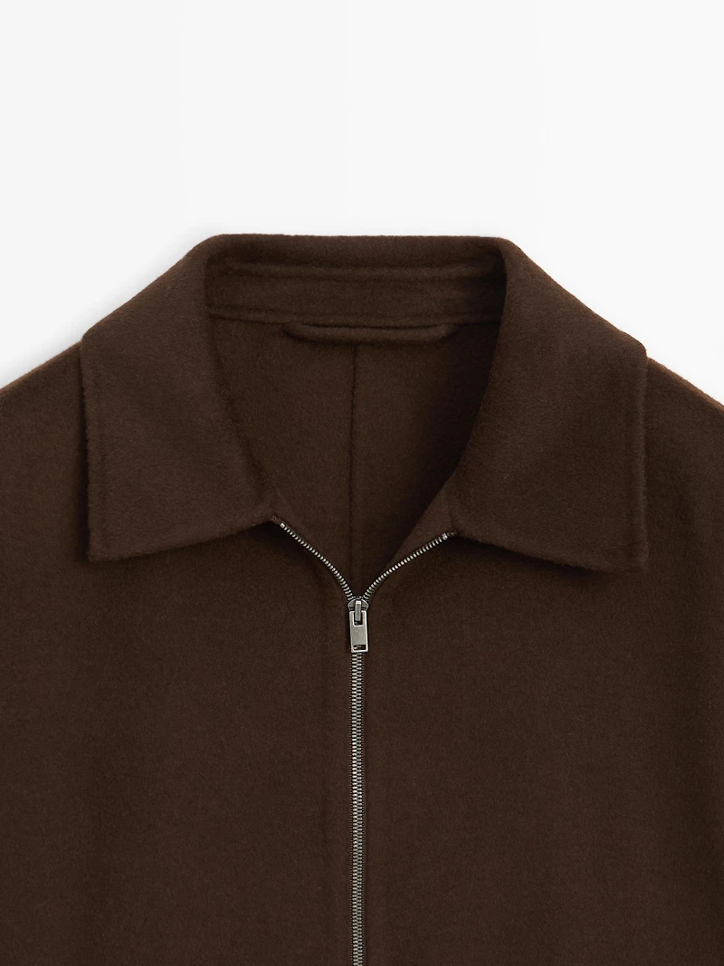 Wool blend jacket with zip detail