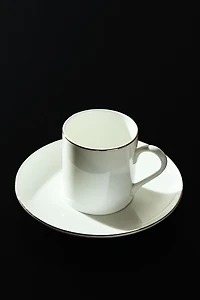 RIMMED BONE CHINA COFFEE CUP AND SAUCER