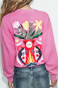 AGUSTINA SHUAN PRINT WASHED EFFECT SWEATSHIRT