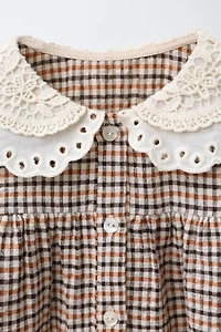 EMBROIDERED COLLAR PLAID SHIRT