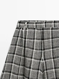 100% linen check palazzo trousers