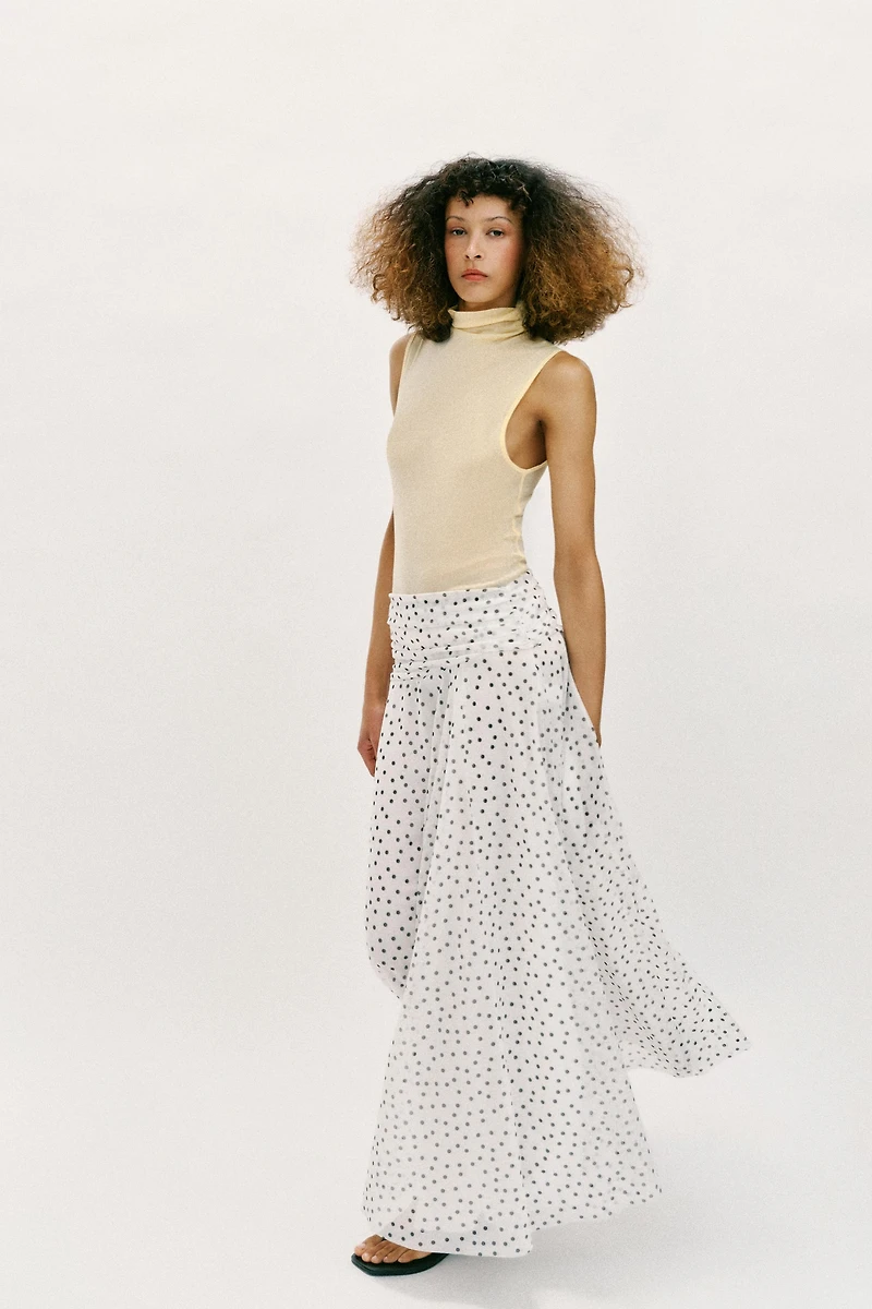 LONG POLKA DOT SKIRT