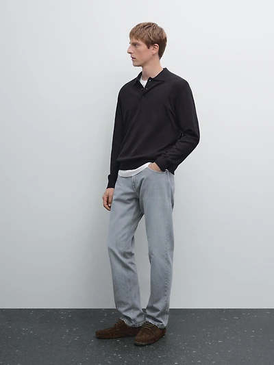 Pull polo en maille de coton mélang