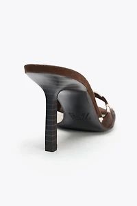 ANIMAL PRINT LEATHER HEELED SANDALS