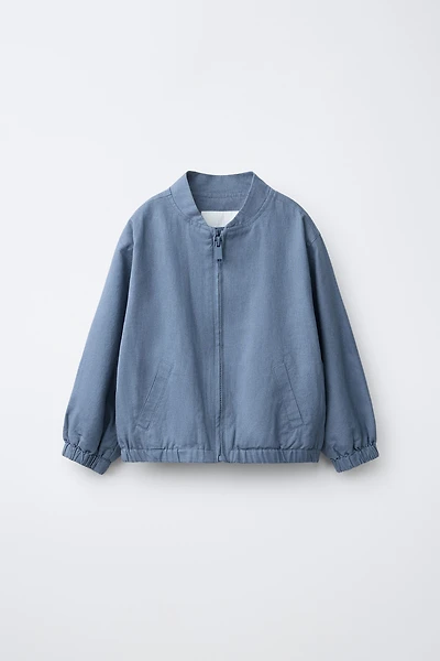 COTTON LINEN BOMBER JACKET