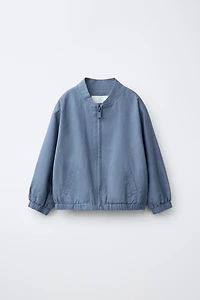COTTON LINEN BOMBER JACKET