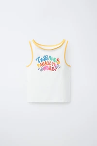 T-SHIRT SANS MANCHES À IMPRIMÉ
