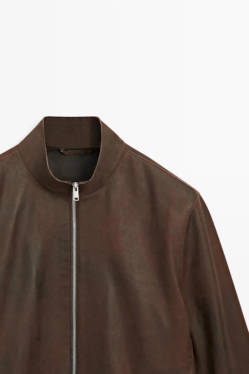 Napped suede leather jacket