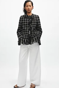 ZW COLLECTION FRINGED PLAID JACKET