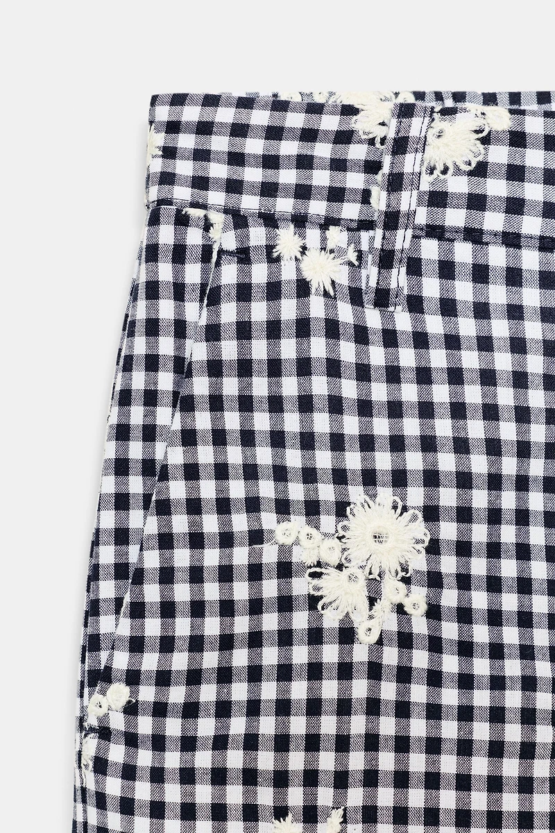 EMBROIDERED PLAID CULOTTES