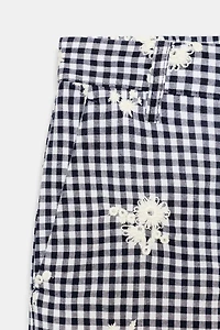 EMBROIDERED PLAID CULOTTES