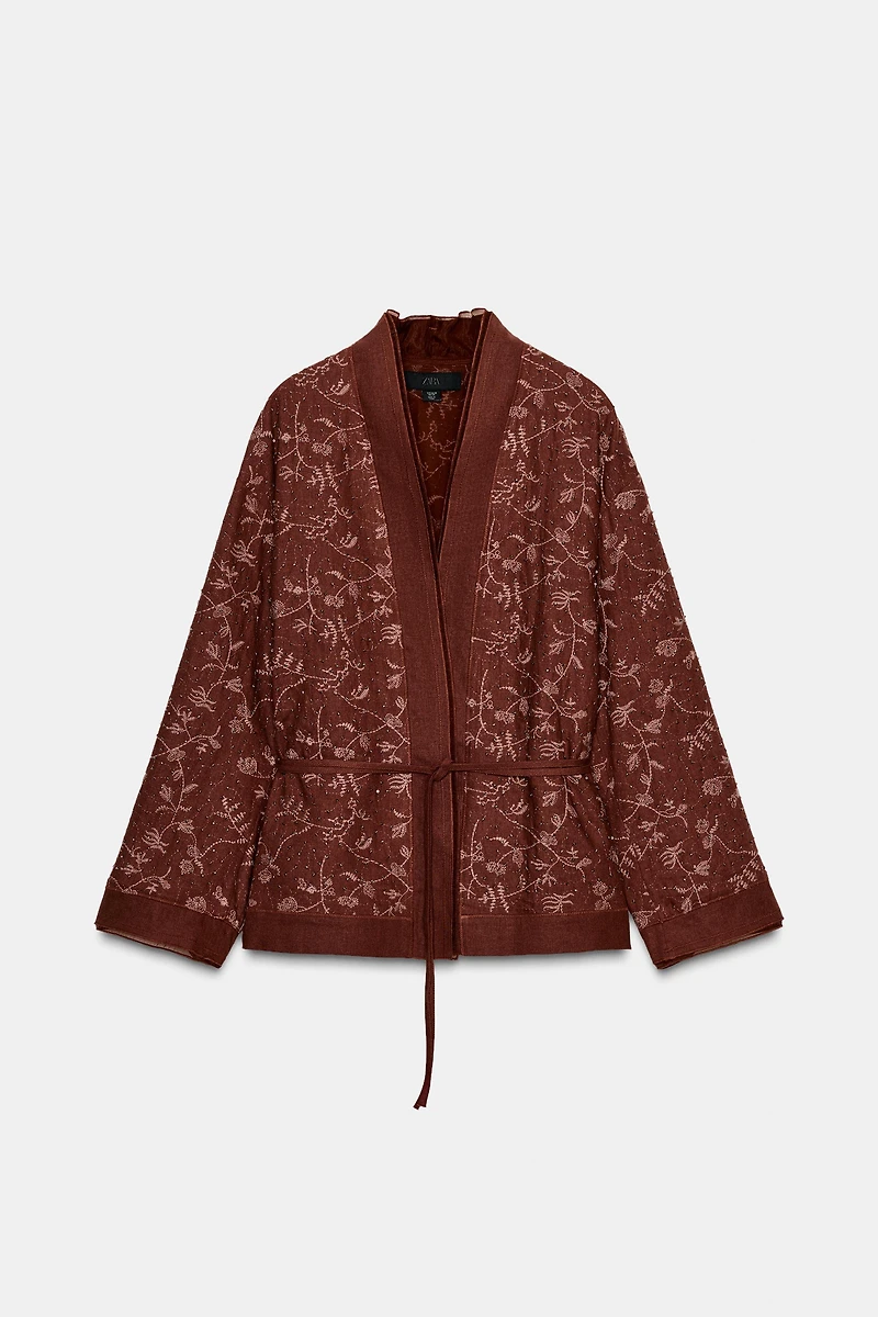 ZW COLLECTION LINEN EMBROIDERED KIMONO