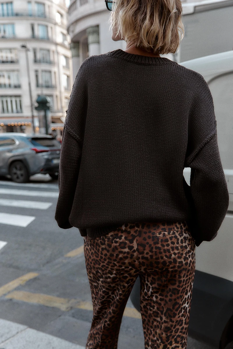 ANIMAL PRINT FLARE PANTS