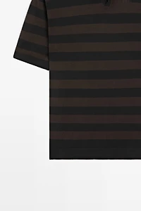 100% cotton striped knit polo shirt