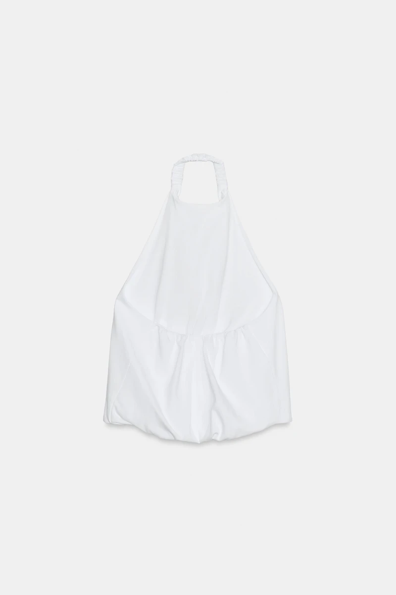 TOP HALTER EN COTON ÉPAIS STYLE BALLON