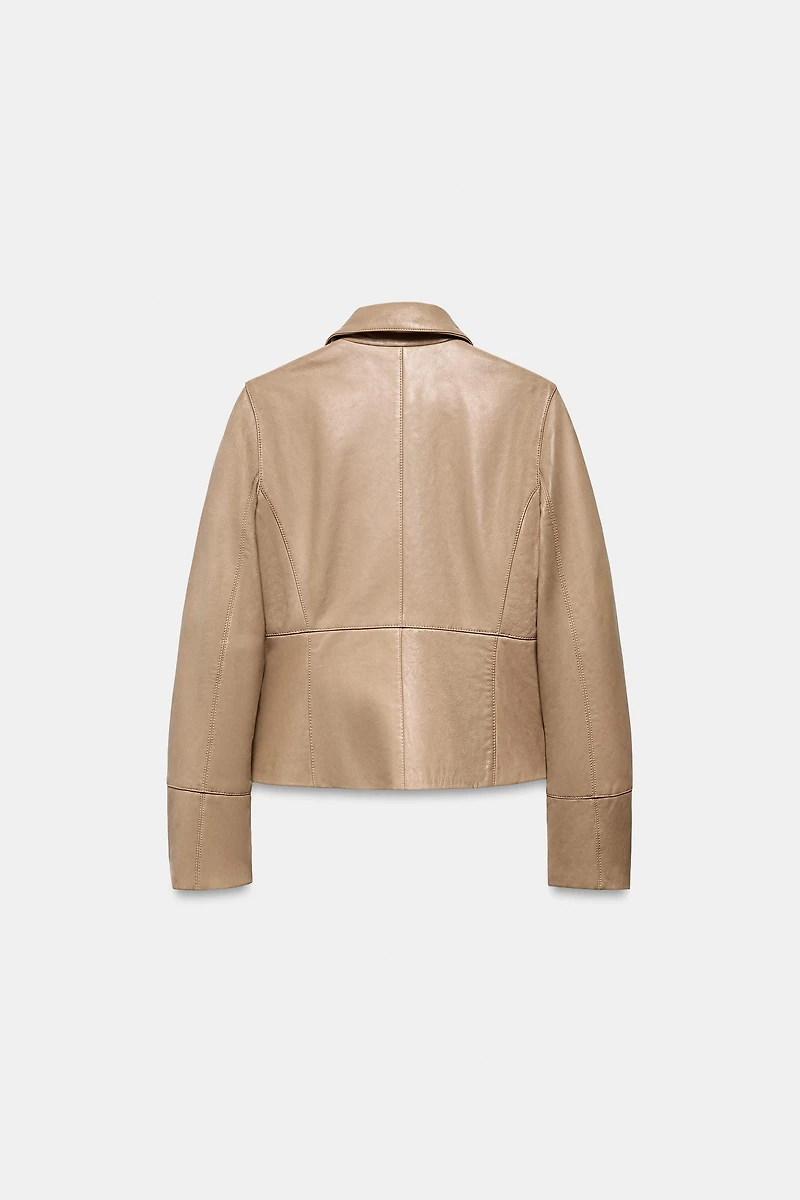 100% LEATHER FITTED BLAZER