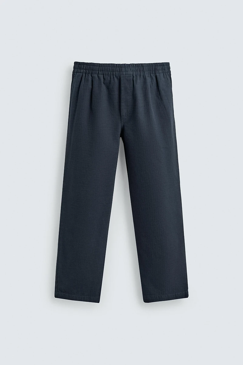 HERRINGBONE RELAXED FIT PANTS