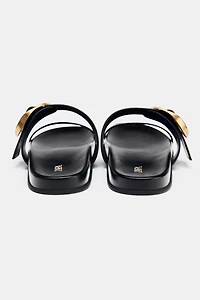 BUCKLED DOUBLE STRAP SANDALS