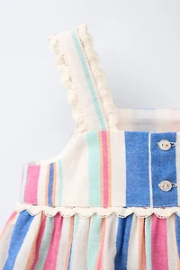STRIPED LACE TRIM TOP