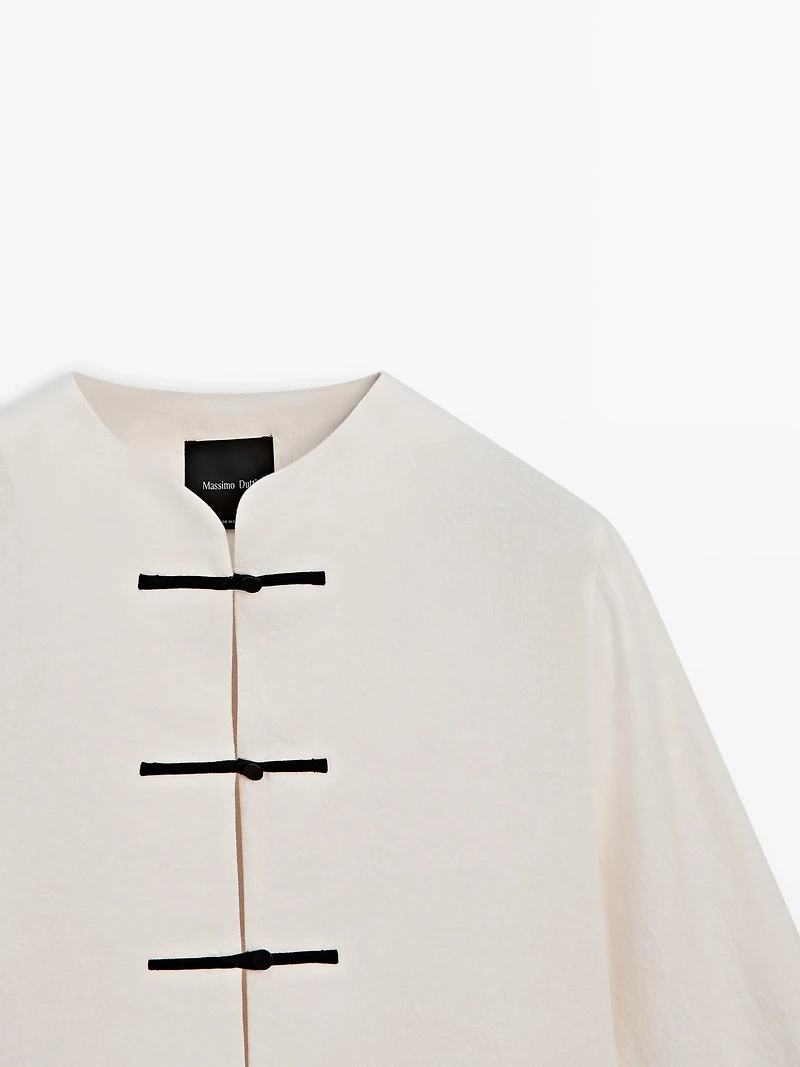 Linen overshirt with button details
