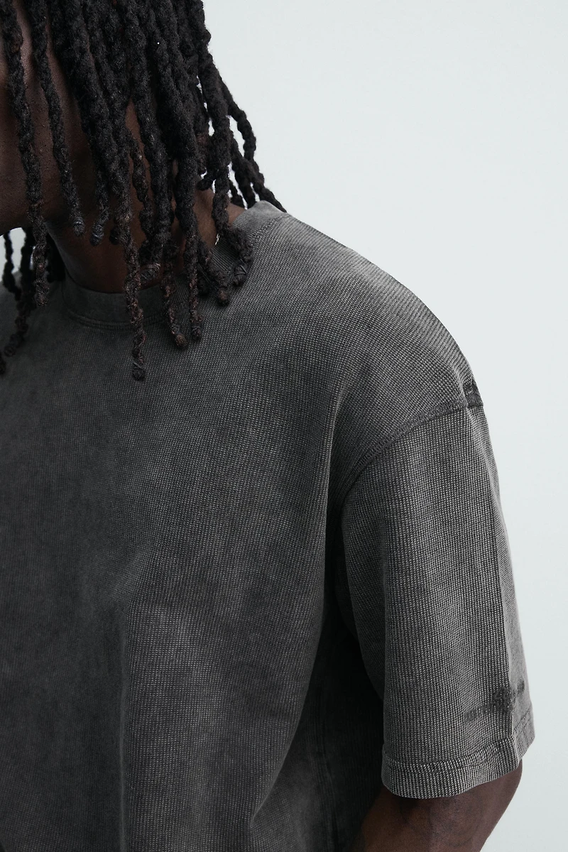 WASHED WAFFLE KNIT T-SHIRT