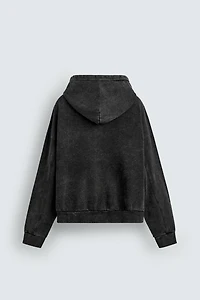 WASHED HOODED ZIP SWEATSHIRT