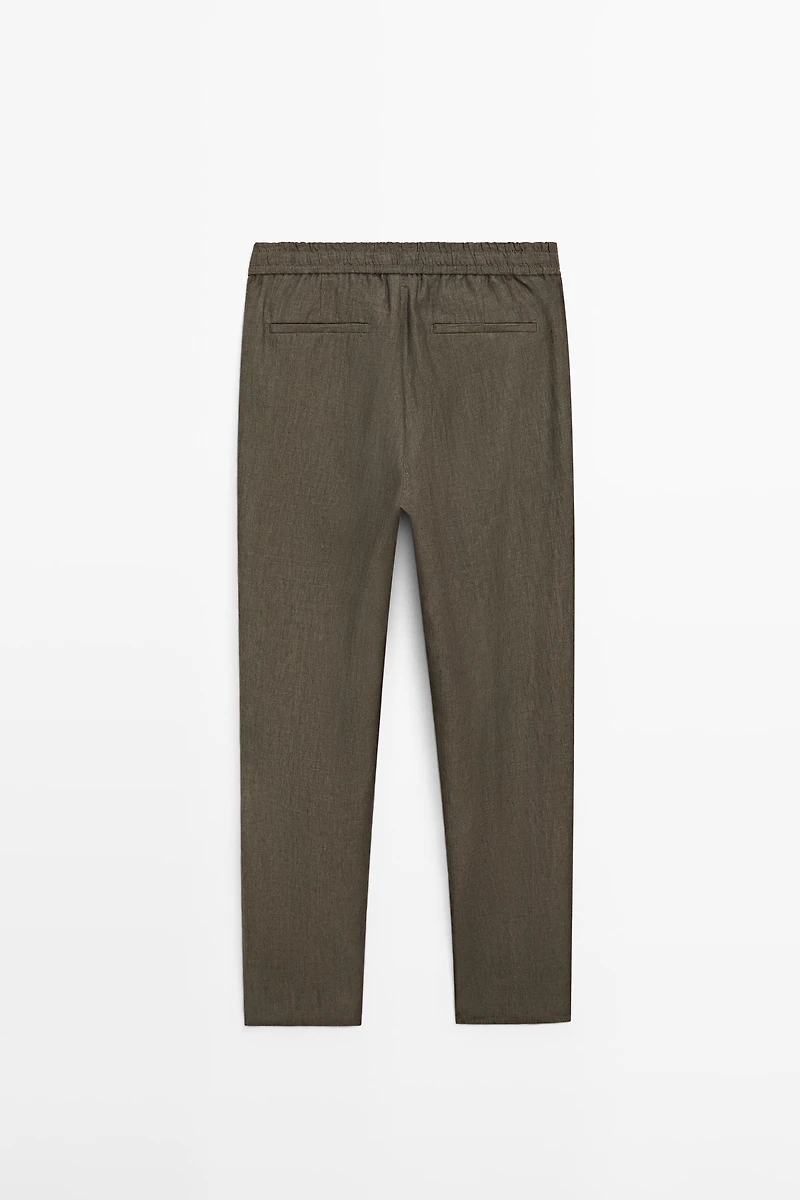 100% linen jogger fit trousers