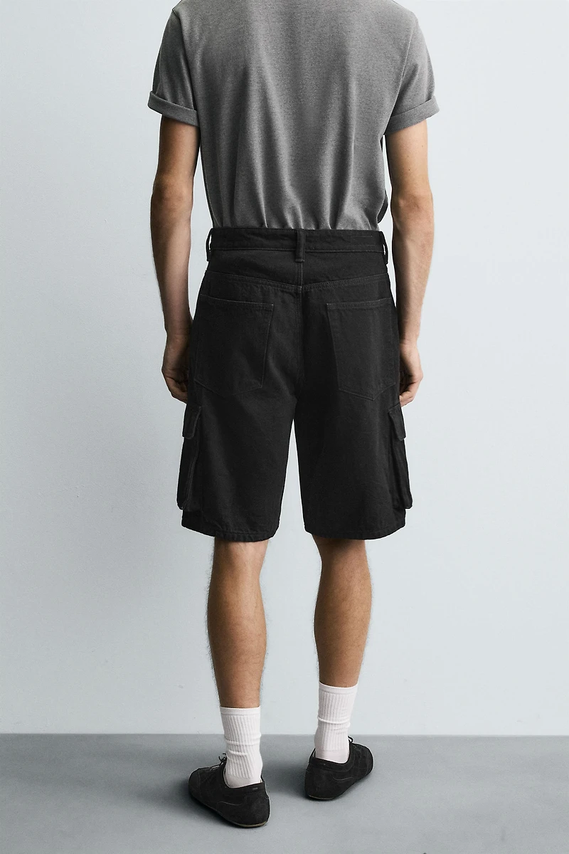 CARGO DENIM SHORTS