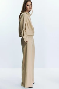 ELASTIC WAIST WIDE LEG PANTS