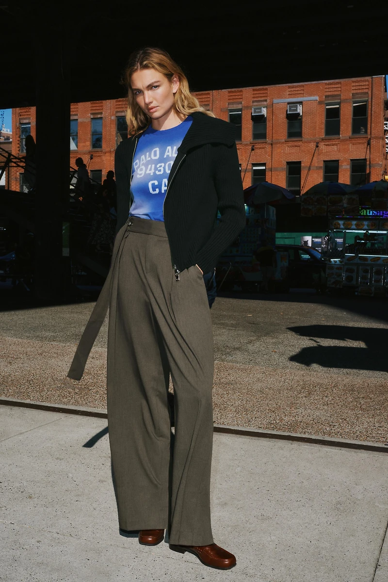 PLEATED BELTED PANTS