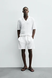 REGULAR FIT LINEN COTTON SHORTS