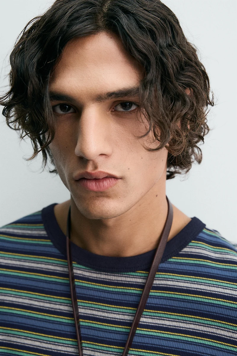 STRIPED RIBBED T-SHIRT